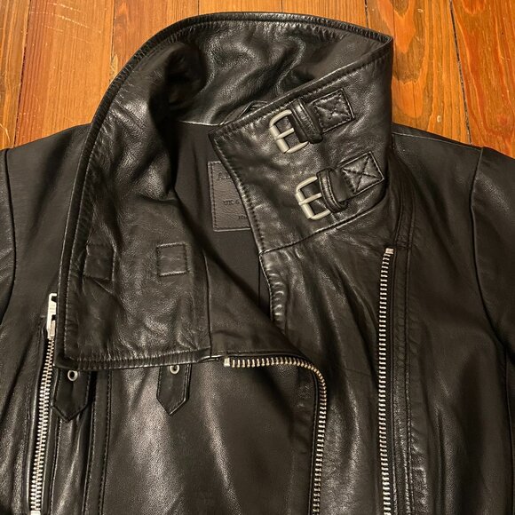 All Saints Bales Leather Biker Jacket, Size 2, Black. - Picture 7 of 11